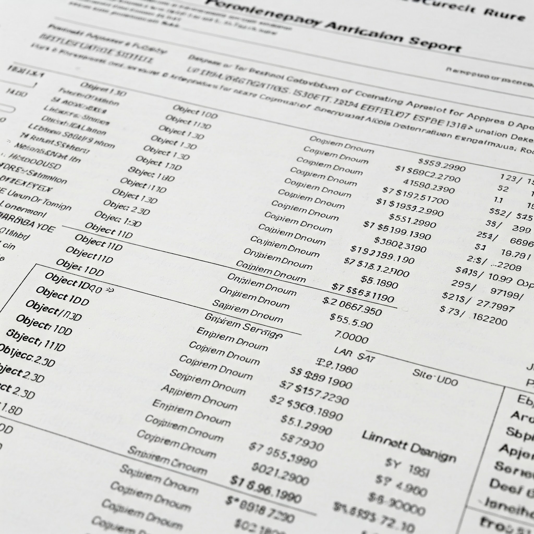 object ids in personal property appraisal reports