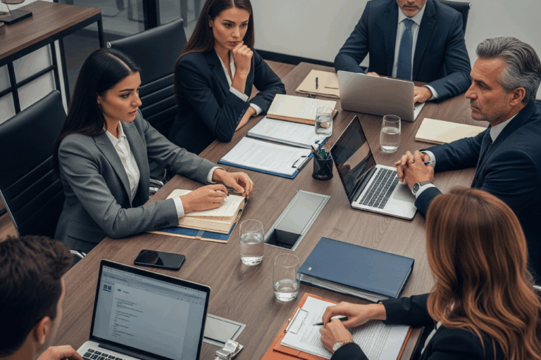 legal and compliance requirements lawyers around a conference table