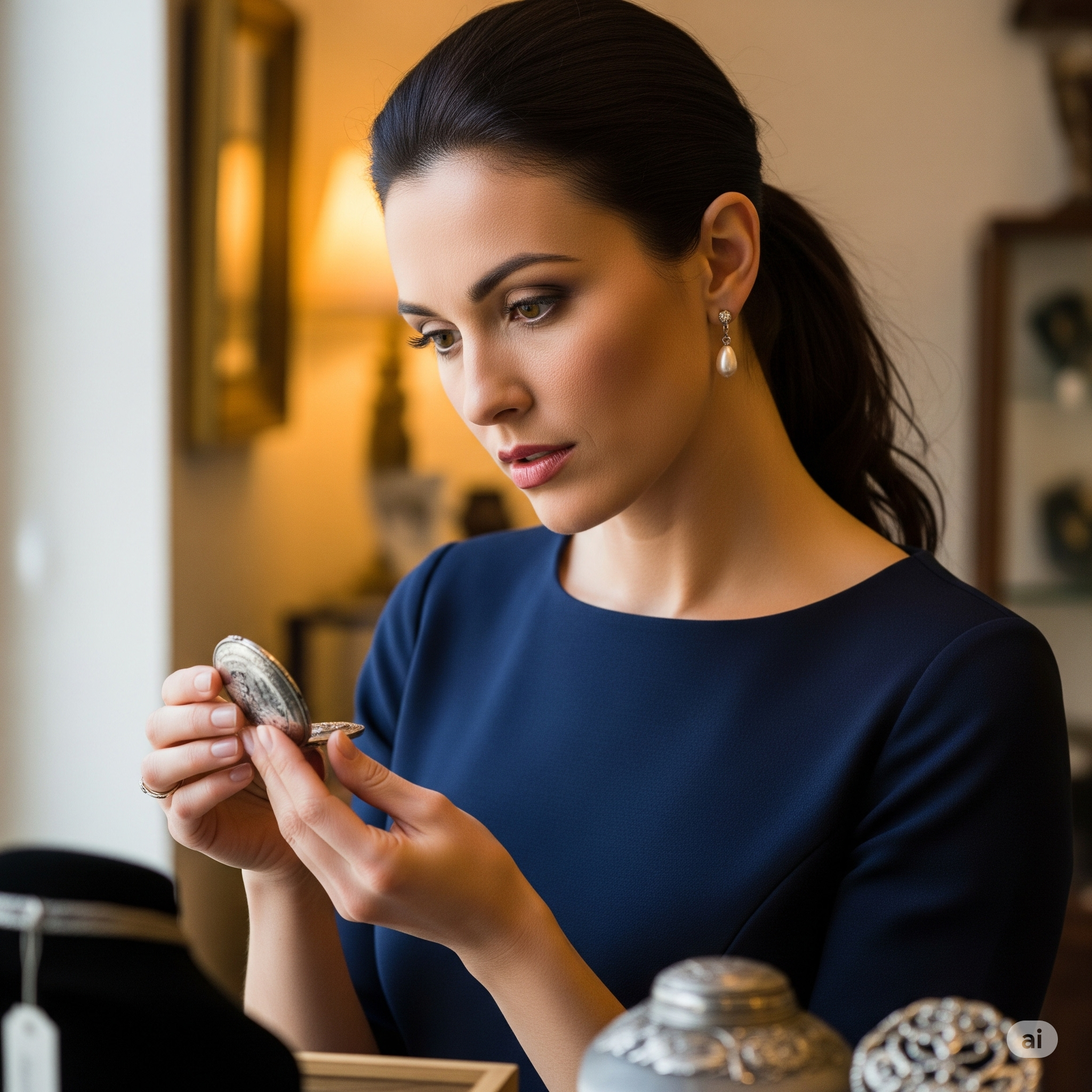 woman looking at an object