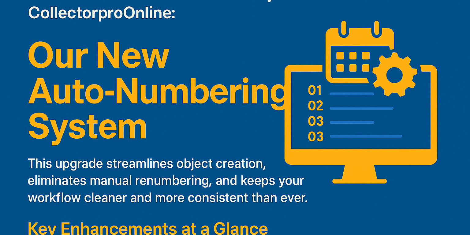 CollectorproOnline Auto Numbering