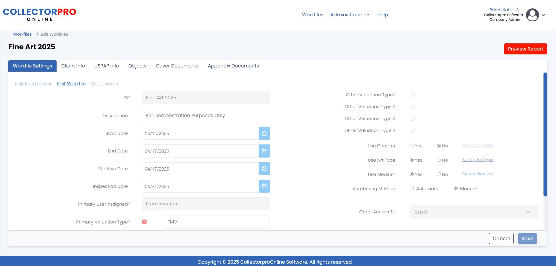 Workfile Settings Screen